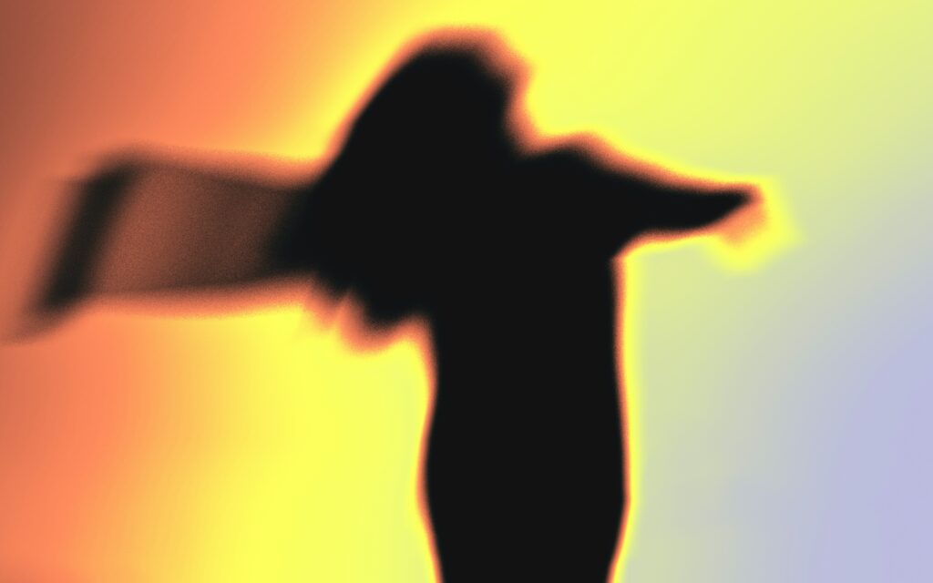 A shaded figure outlining someones physical energy